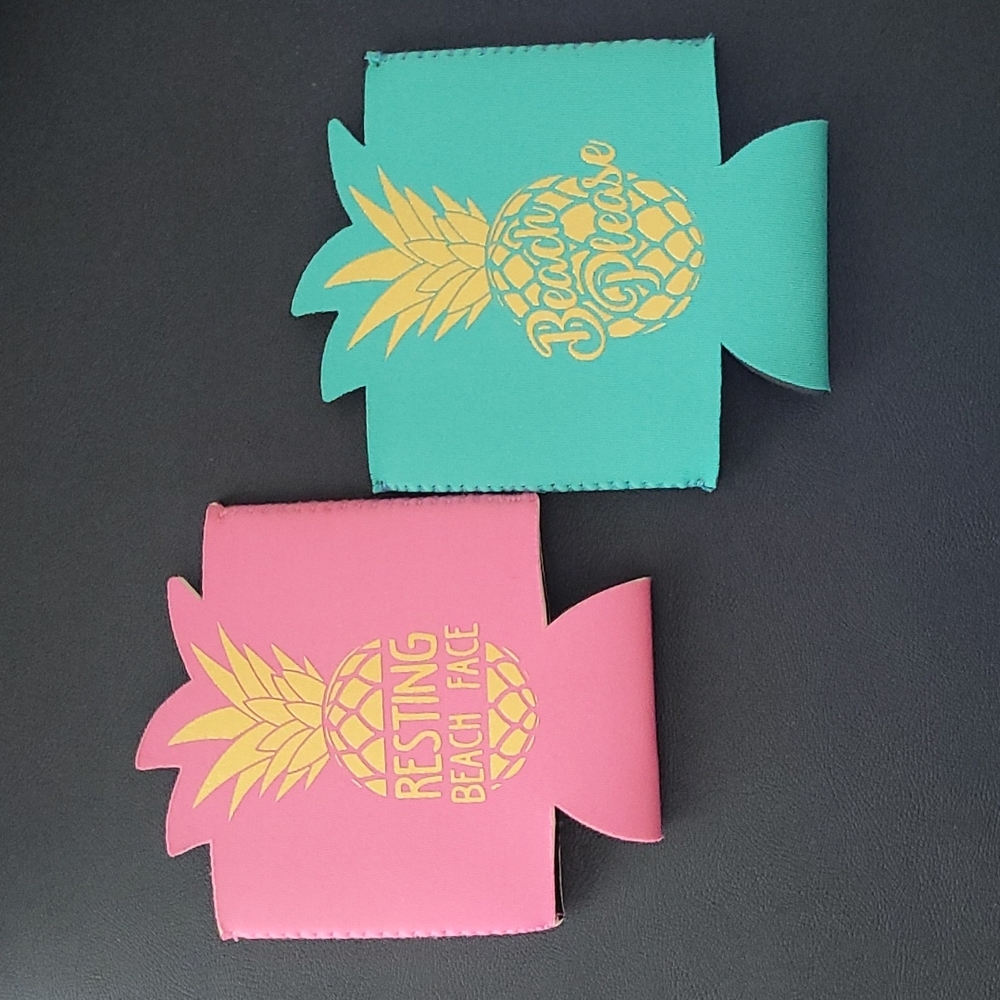 Pineapple can coozies, set of 2